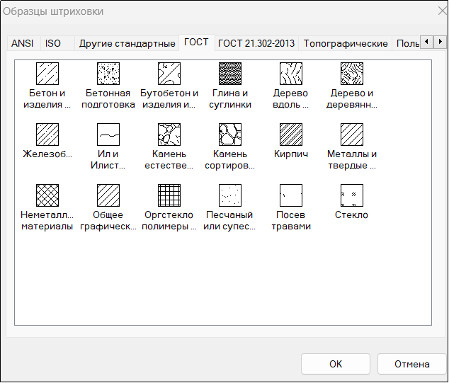 Рис. 23. Диалоговое окно Образцы штриховки